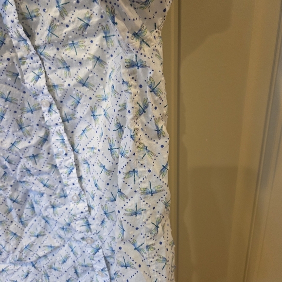 Talbots Dragon Fly Long Sleeve Button Shirt - Size Medium Petitie White Women - Picture 5 of 12